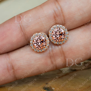 Boucles d'oreilles clous tendance pour femme en argent sterling avec halo de moissanite rose de 2,51 carats, idée cadeau pour mariage chrétien ou anniversaire - Product Image 3