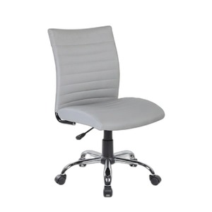 Contemporary San Francisco Grey Eco- Leather Task <b>Chair</b> Modern Lift Ergonomic Office Swivel <b>Chair</b> Adjustable Headrest Aluminium - Product Image 1