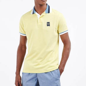 เสื้อโปโลผ้าฝ้าย100% สำหรับผู้ชายเสื้อโปโลแบบกำหนดเองระบายอากาศได้ดีกันการพันกันของ220ถักนิตติ้งสำหรับกอล์ฟ - Product Image 2