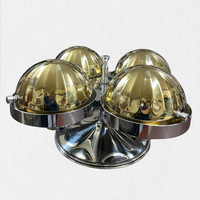 Réchauffeur de buffet rotatif 4 en 1 avec couvercle doré Réchaud intelligent pour hôtel restaurant restauration luxe or rond SS
