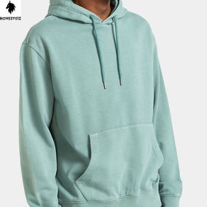 Sweat à capuche pull personnalisé pour hommes léger de haute qualité 100% coton polyester tissu éponge solide motif teint uni - Product Image 6