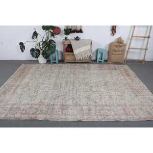 Alfombra Turca Vintage Grande de 6.8x9.8 pies, Alfombra Blanca con Diseño Floral Rojo - Product Image 3