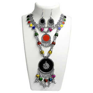 Jeweljunk Conjunto de collar chapado en oro y rodio de 2 capas Navratri Special con circón y diamante para bodas y fiestas-1110899 - Product Image 1