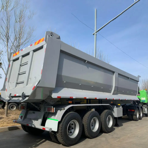 Remolque de camión semivolquete completo de 2 ejes de alta calidad, barra de tiro trasera hidráulica, rueda motriz 6x4 para transporte de arena, hierro a la venta - Product Image 4