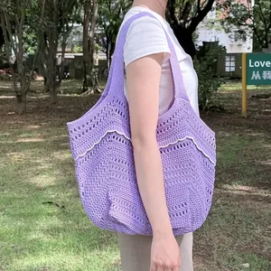Bolso de Ganchillo Bohemio y Elegante para la Playa, Bolso Casual para Mujer, Portátil para Salidas, Primavera, Otoño e Invierno - Product Image 4