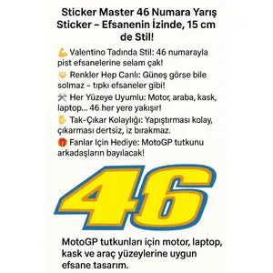 สติกเกอร์หมายเลข 46 โรสซี่ ตำนาน สติกเกอร์ไวนิล 46 โรสซี่ พีวีซีพิมพ์ลาย สไตล์อนิเมะ สติกเกอร์ตกแต่ง - Product Image 3
