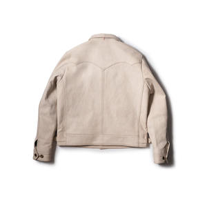 Chaqueta de cuero de vaquero con bolsillos delanteros de cuero de vaca genuino para hombre Forro interior de cierre de cremallera genuina - Product Image 6