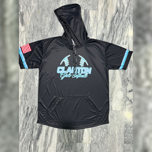 เสื้อฮู้ดแขนสั้นสำหรับผู้ชายชุดลำลองสีแบบกำหนดเองสำหรับฤดูหนาวทำจากวัสดุโพลีเอสเตอร์/ ผ้าฝ้าย - Product Image 1