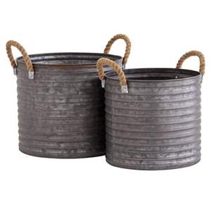 Porte-pot d'herbes en étain urbain panier galvanisé pour la maison jardin utilisation décorative jardinière de sol en métal galvanisé - Product Image 4