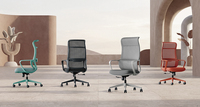 Chaise de bureau ergonomique moderne en maille avec base en PP, pivotante, réglable en hauteur, avec support lombaire pour la maison et le bureau