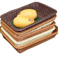 Panier de rangement multifonctionnel, plateau rectangulaire en PP tissé, panier de rangement pour le pain, les fruits, les légumes, les aliments, pour la cuisine, le supermarché