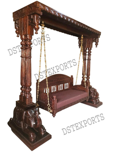 Jhoola ไม้สักสี่โปสเตอร์แกะสลักด้วยมือสำหรับห้องนั่งเล่นแกะสลักแบบดั้งเดิมสำหรับพื้นที่ในร่มที่สมบูรณ์แบบ - Product Image 6