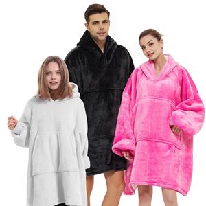 Sweat à capuche personnalisé en Viscose / Polyester de grande taille Vêtements d'hiver en polaire avec logo personnalisé pour femmes Broderie tricotée sur le devant - Product Image 1