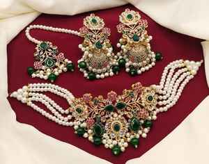 Joyería Shaadi nupcial pakistaní de 18 quilates de alta calidad, estilo indio de Bollywood, moda chapada en oro para mujer, boda por AA IMPEX - Product Image 3