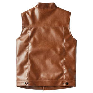 Meilleure vente Gilet de motard décontracté en cuir PU pour hommes Gilet en cuir à ajustement parfait en tissu respirant sur mesure de haute qualité - Product Image 6