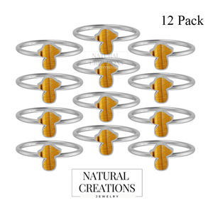 925 Sterling Silver Mushroom Shape <b>Tiger</b> <b>Eye</b> Stackable <b>Ring</b> Bezel Setting Classic Style Engagement Party Anniversary Wedding - Product Image 2