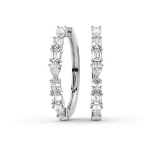 Boucles d'oreilles créoles Signature en diamant de laboratoire 2 carats (tw) couleur F-G clarté VS, or massif 14K, sélectionnées et réalisées avec soin artisanal - Product Image 1