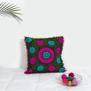 Housse de coussin en coton brodé à la main fil de laine indien Vintage Style bohème salon décor taies d'oreiller - Product Image 2