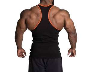 Débardeurs côtelés de musculation pour hommes personnalisés Vente en gros Vêtements de sport, fitness en coton avec broderie en silicone pour hommes - Product Image 3