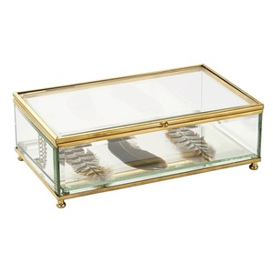 New decorative Jewelry glass brass Metal golden box for home Jewelry Decoration Luxury decorative boxes for gifts