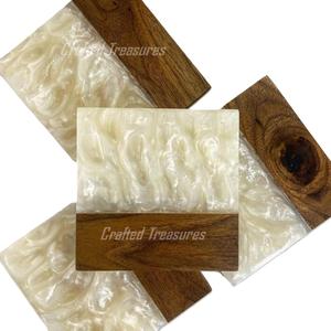New Style Acacia Wood and Resin Drink <b>Coasters</b> Decorative Wood Resin <b>Coasters</b> for Drinking <b>with</b> <b>Holder</b> Heat Resistant <b>Coaster</b> - Product Image 1