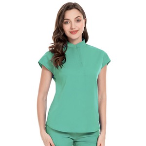 2025 High Quality Collar Comfortable Anti-Wrinkle Stretch Nursing Medical <b>Scrub</b> <b>Set</b> for Women Hospital Uniform - Product Image 3