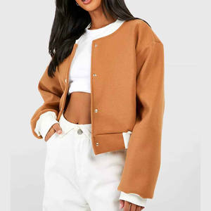 Chaqueta Varsity de Alta Calidad, Cuerpo de Lana, Mangas de Piel de Oveja, Resistente al Viento, Ecológica, Ropa de Invierno Elegante para Mujer 2024 - Product Image 6