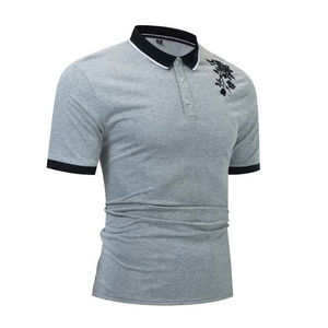 เสื้อโปโลแขนสั้นสำหรับผู้ชายเสื้อปักลายโลโก้ถักไม่ยับสำหรับฤดูร้อน - Product Image 2