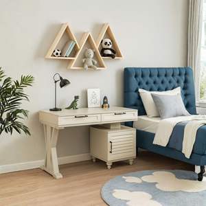 Escritorio de Estudio Moderno para Niños Arion, Madera Pera con Cuerpo de MDF y Patas de Madera, Escritorio para Computadora con Textura de Madera Natural - Product Image 1