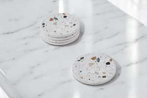 ที่รองแก้วหินอ่อนหินขัดมี6ชิ้นพร้อมที่วางทองคำ - Product Image 3