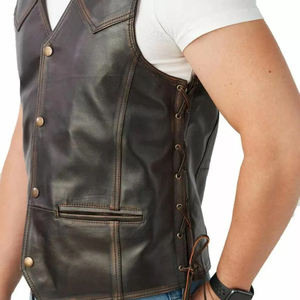 Veste en cuir pour homme, vente en gros, dernière collection d'hiver, en peau de mouton, très demandée, sans manches, respirante, courte, 100% cuir véritable - Product Image 4