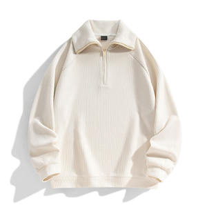 Suéter básico personalizado para hombre, jersey con logotipo personalizado de fábrica, sudadera de mezcla de algodón de punto con cuello vuelto y media cremallera de invierno - Product Image 1