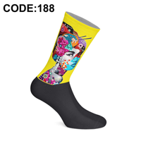 Chaussettes artistiques respirantes en coton imprimées par transfert thermique, fabrication turque, design par sublimation à 360 degrés, motifs colorés et abstraits