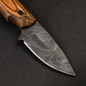 Couteau à désosser artisanal en acier Damas Boone, lame pleine, manche en bois de Tali, avec étui en cuir, personnalisable OEM pour le camping - Product Image 4