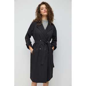 Abrigo Largo Tipo Gabardina con Cinturón Negro - Product Image 2