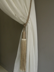 สายรัดผ้าม่านสีเบจสีน้ำตาลอ่อนขนาดใหญ่พิเศษผ้าสัมผัสผ้าไหมคุณภาพสูง - Product Image 2