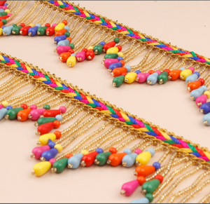 ขอบลูกปัดหลากสีขอบเบาะเย็บขอบอินเดีย5หลา/ลูกปัดประดับพู่ลูกไม้ - Product Image 2