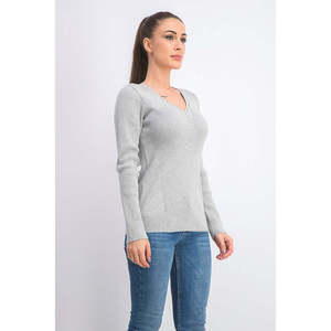 Cardigan da donna DKNY taglia XL, con fili metallizzati argentati, decorato, basic casual, stile coreano, traspirante - Product Image 3