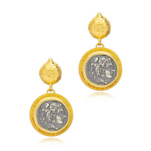 Diseño de medallón Vintage, venta al por mayor, Plata de Ley 925, turco, hecho a mano, pendientes de oro de 22K, joyería fina para mujer - Product Image 3