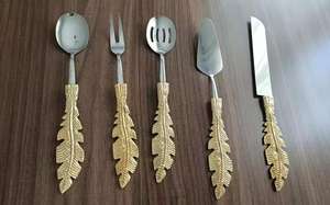 ชุดเครื่องเงินสแตนเลสสตีลวินเทจแบบโบราณสุดหรูชุดช้อนส้อมสำหรับจัดเลี้ยงสีเงินและทองสำหรับงานแต่งงาน - Product Image 4