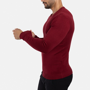 2025 OEM à la mode personnalisé brodé Logo hommes chandails col en v haut en tricot à manches longues tricots personnalisé chaud hiver pull - Product Image 6