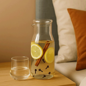 Carafe en verre borosilicate 950 ml - Carafe transparente pour le thé et les fêtes - Product Image 2