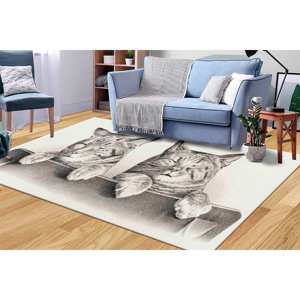 Tapis à l'effigie de deux chats mignons, tapis imprimé, tapis décoratif pour la maison avec de jolis animaux, tapis fin non tissé pour la cuisine - Product Image 3