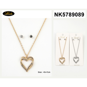 Conjunto de collar y aretes Linda Heart, chapado en oro, con cristales, joyería de moda para mujer - Product Image 4