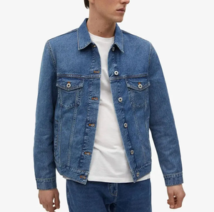 Chaqueta vaquera de diseño personalizado para hombre chaqueta vaquera con botones delanteros rasgados - Product Image 3