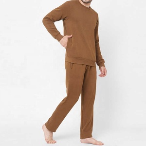 Survêtement unisexe imprimé en molleton de coton léger 2 pièces grande taille pour l'hiver – Sweat-shirt à col rond et pantalon de jogging à cordon de serrage - Product Image 5