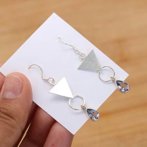 Boucles d'oreilles à crochet en argent sterling 925 avec quartz iolite bleu, bijoux en pierres précieuses faits à la main, cadeau pour femme - Product Image 5