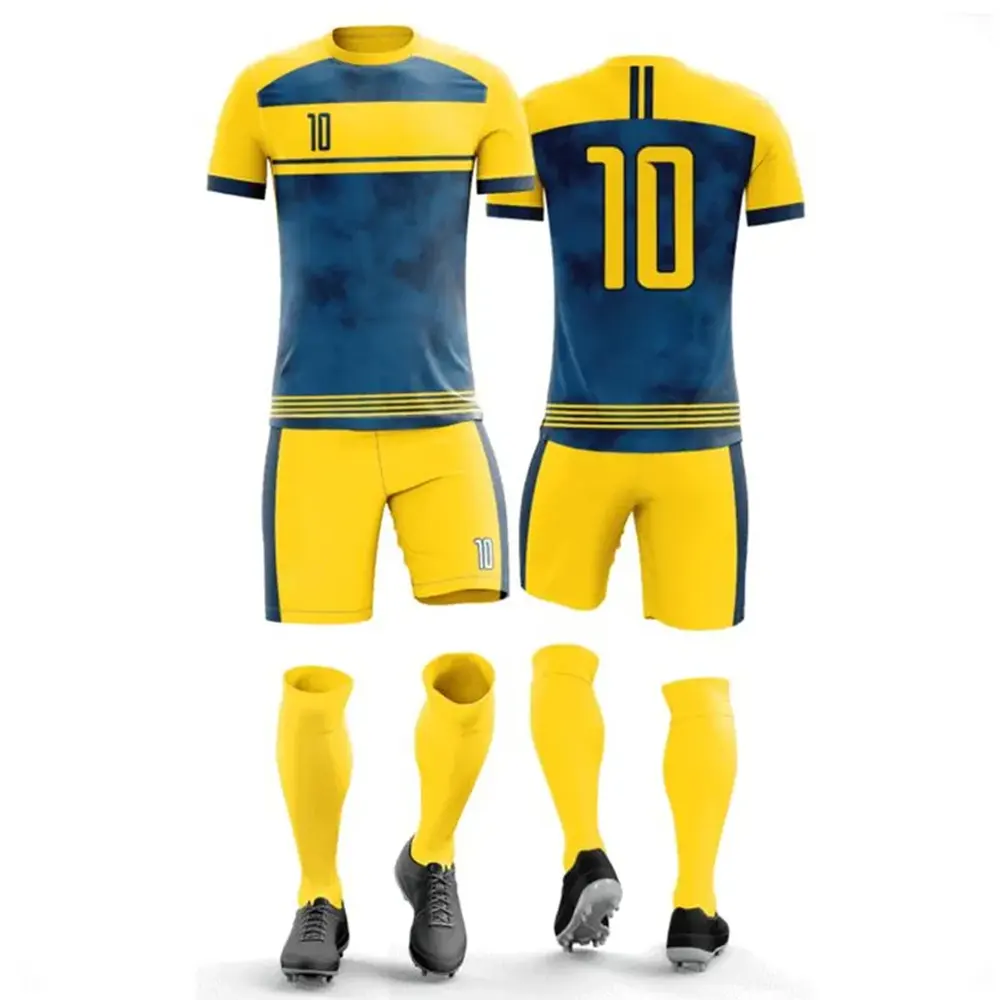 Logo tim kustom Jersey sepak bola tersublimasi, set seragam dan pakaian olahraga kualitas terbaik layanan OEM uniseks pakaian sepak bola