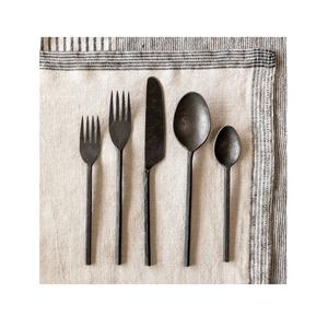 Ensemble de couverts en forme de feuille d'or, vaisselle personnalisée, fourchette de mariage, couverts en acier inoxydable, ensemble de couverts en métal faits à la main - Product Image 6