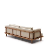 Canapé en bois massif moderne et luxueux au design minimaliste, coussins doux, design écologique, silhouette sculpturale épurée, bords lisses, salon